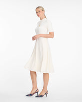 Ava Mixed Media Midi Dress in Frosted