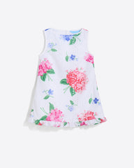 Girls Shift Dress in Printed Eyelet