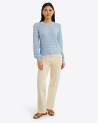 Puff Sleeve Sweater in Pointelle