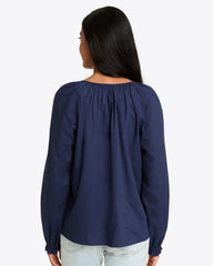 Alexandra Top in Navy Dobby Stripe