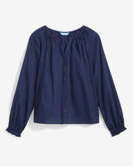 Alexandra Top in Navy Dobby Stripe