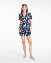 Sara Pajama Set in Navy Magnolia