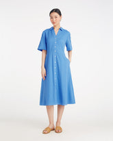 Annika Midi Shirtdress in Textured Cotton