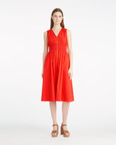 Amber Sleeveless Smocked Waist Midi Dress in Stretch Poplin