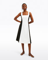 Genevieve Midi Dress in Black and White