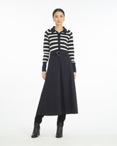 Darcy Mixed Media Dress in Black Stripe