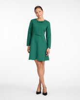 Long-Sleeve Sadie Shift Dress in Evergreen