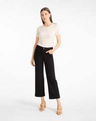 5-Pocket Wide Leg Crop in Black Denim