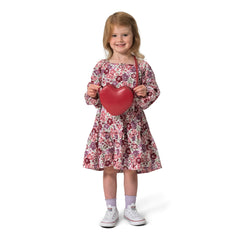 Girls' Long-Sleeve Floral Dress And Purse Set