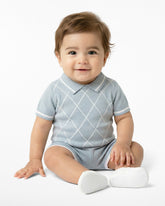 Argyle Polo Sweater Short Set in Blue