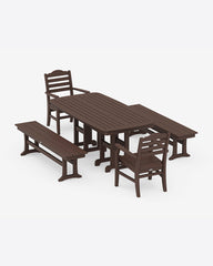 Savannah 5-Piece Dining Set with Benches