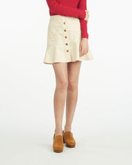 Peplum Mini Skirt in Stretch Corduroy