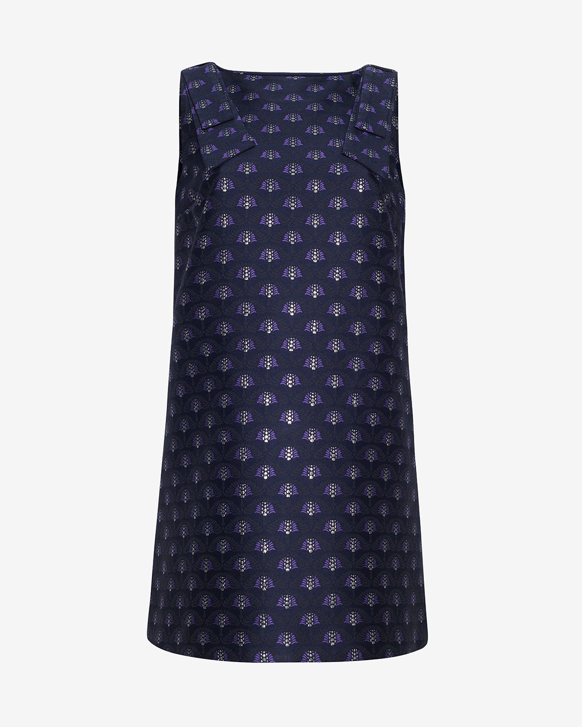 Sleeveless Dress in Fan Floral Jacquard
