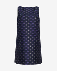 Sleeveless Dress in Fan Floral Jacquard