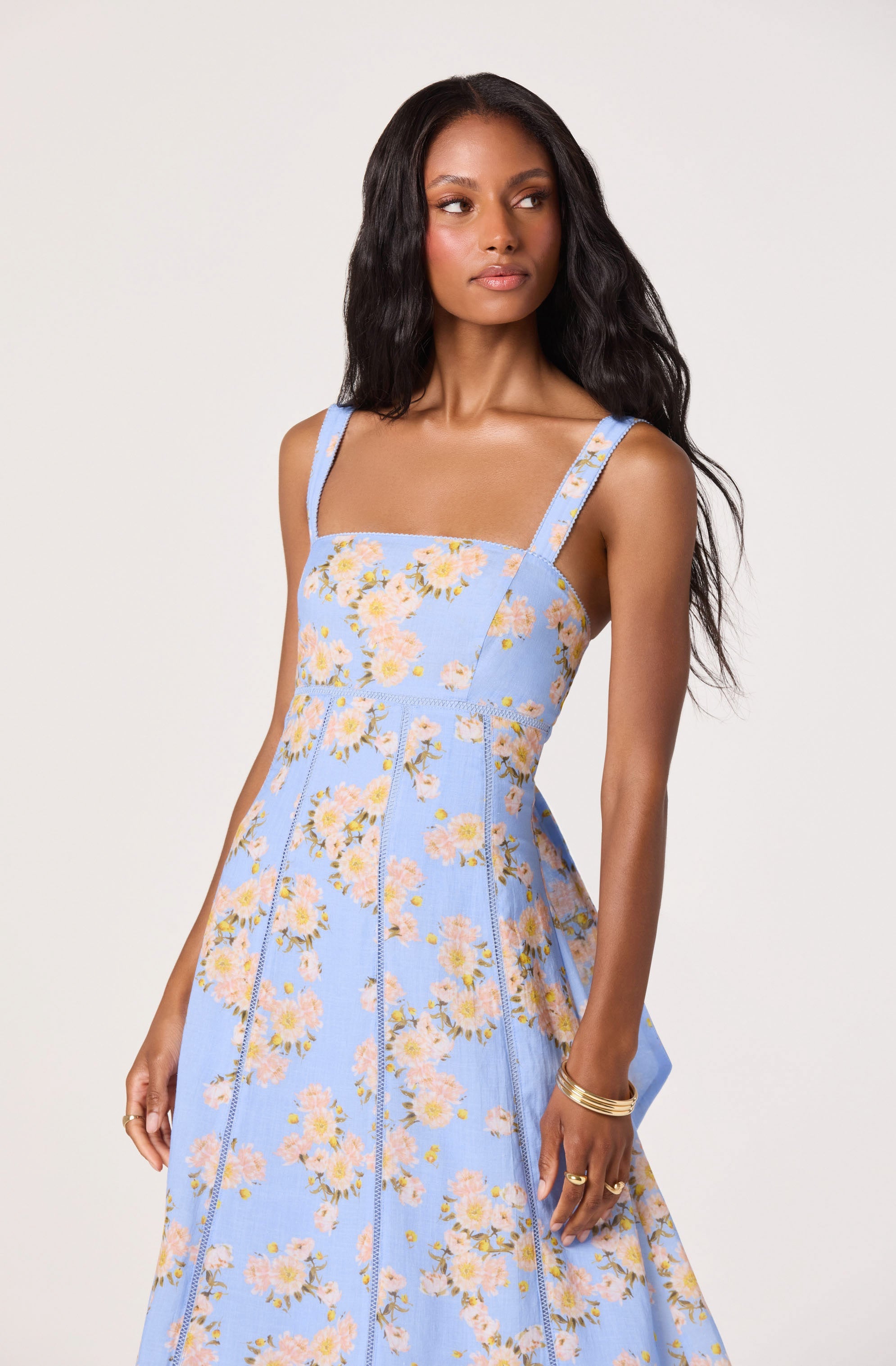 Nathalie Lace Trim Midi Dress