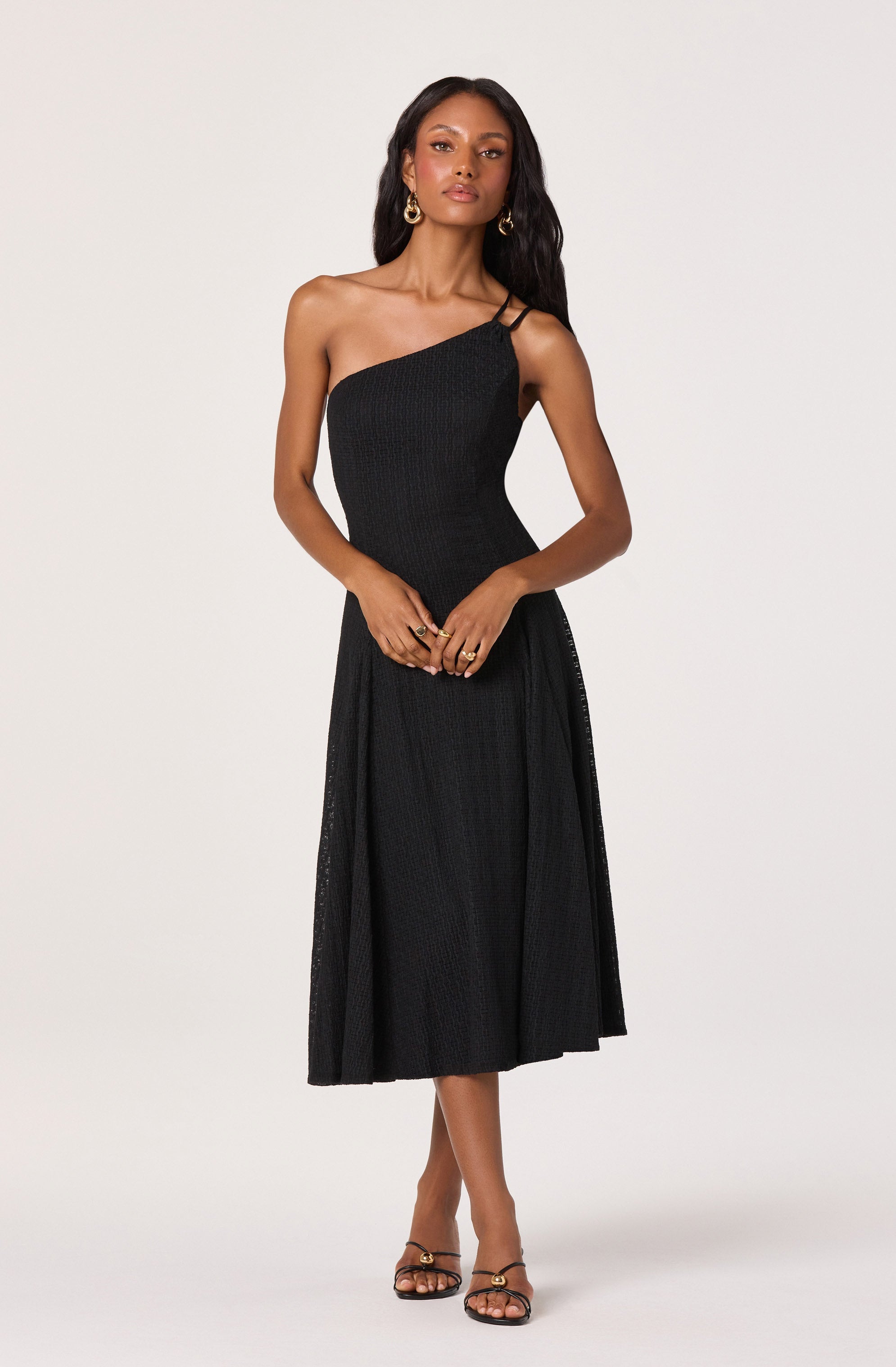 Nola One-Shoulder Knit Midi Dress