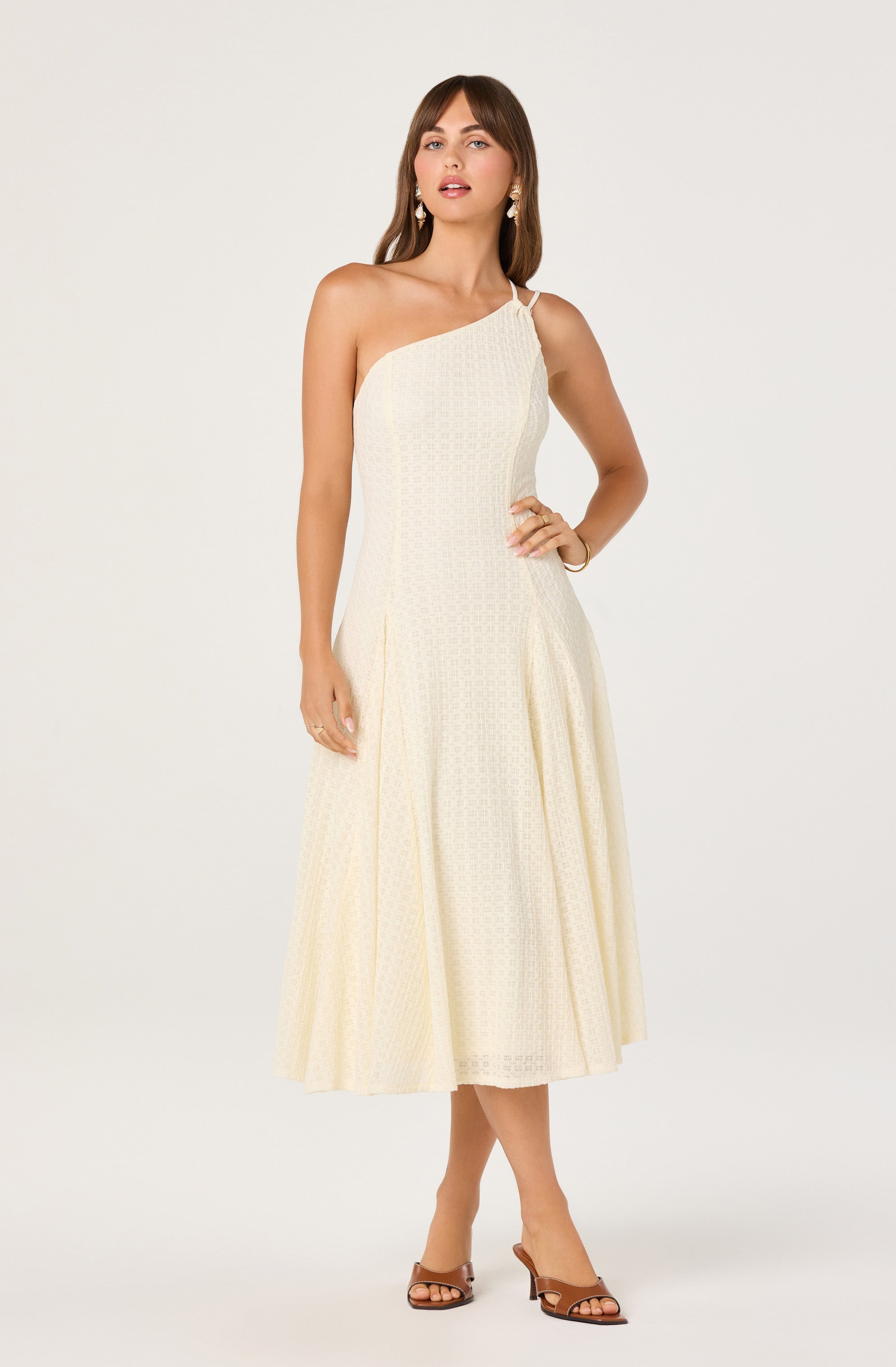 Nola One-Shoulder Knit Midi Dress