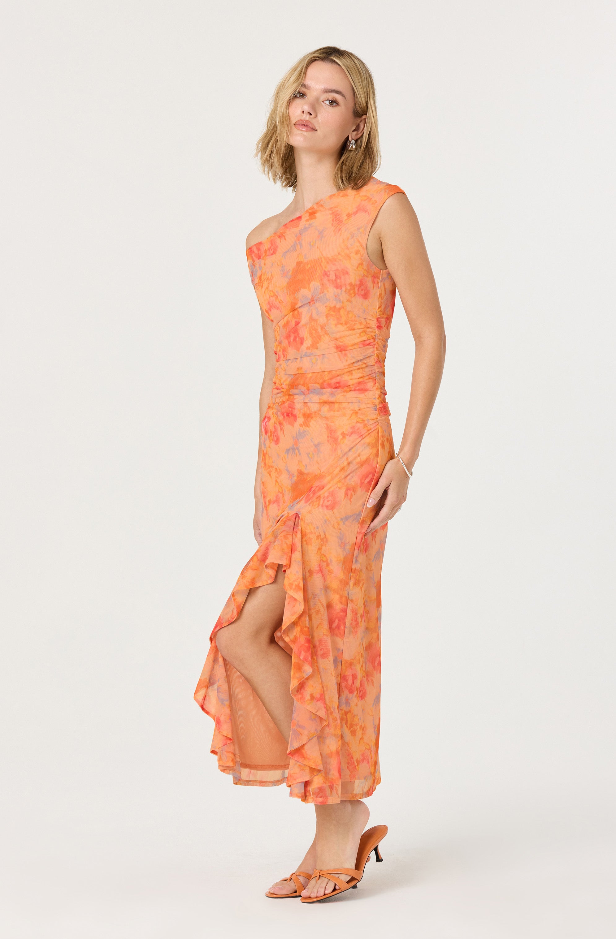 Off Shoulder Ruffle Midi Dress