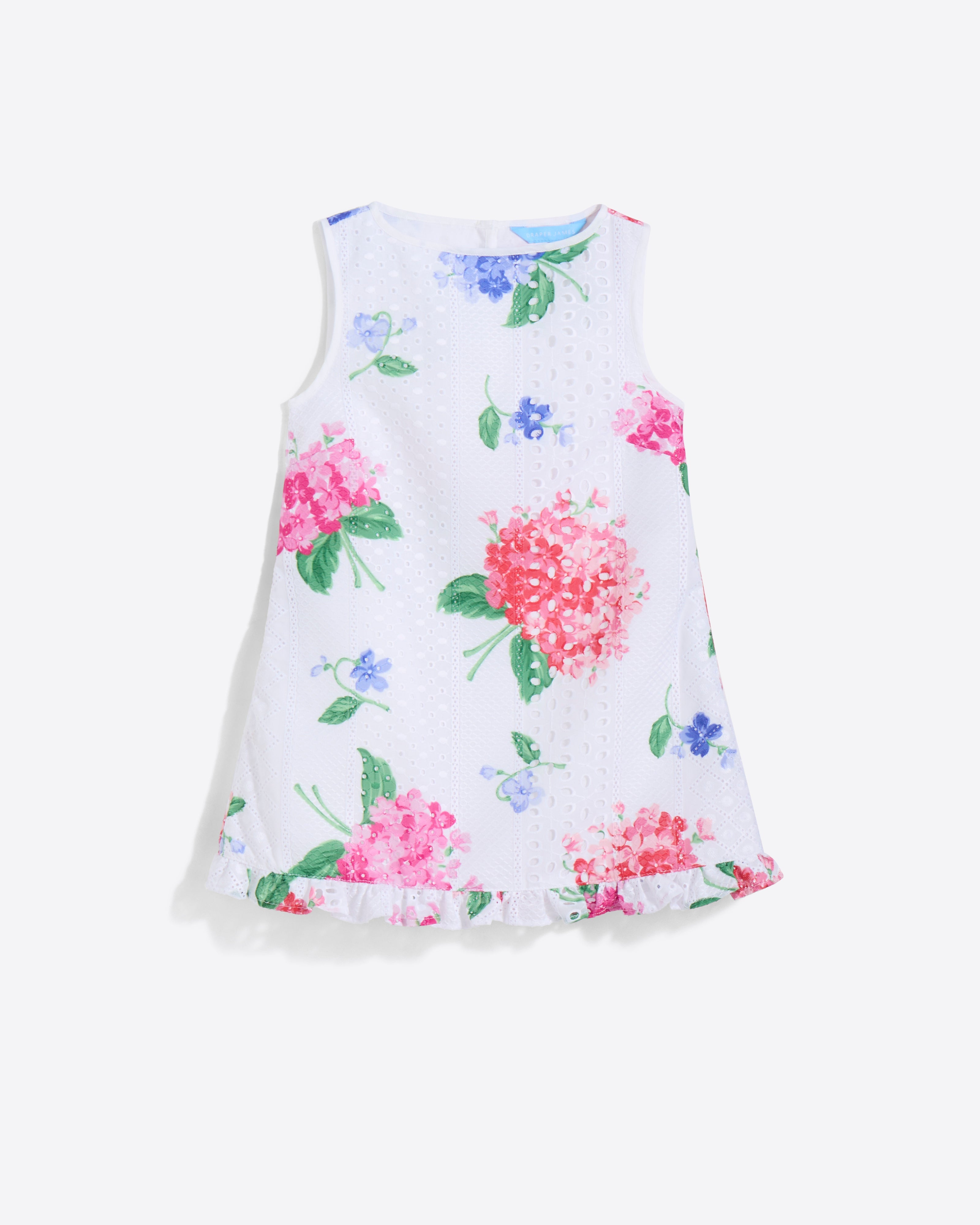 Girls Shift Dress in Printed Eyelet
