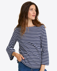 Corey Bell Sleeve Top in Navy Mariner Stripe