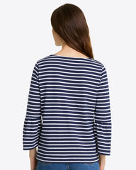 Corey Bell Sleeve Top in Navy Mariner Stripe
