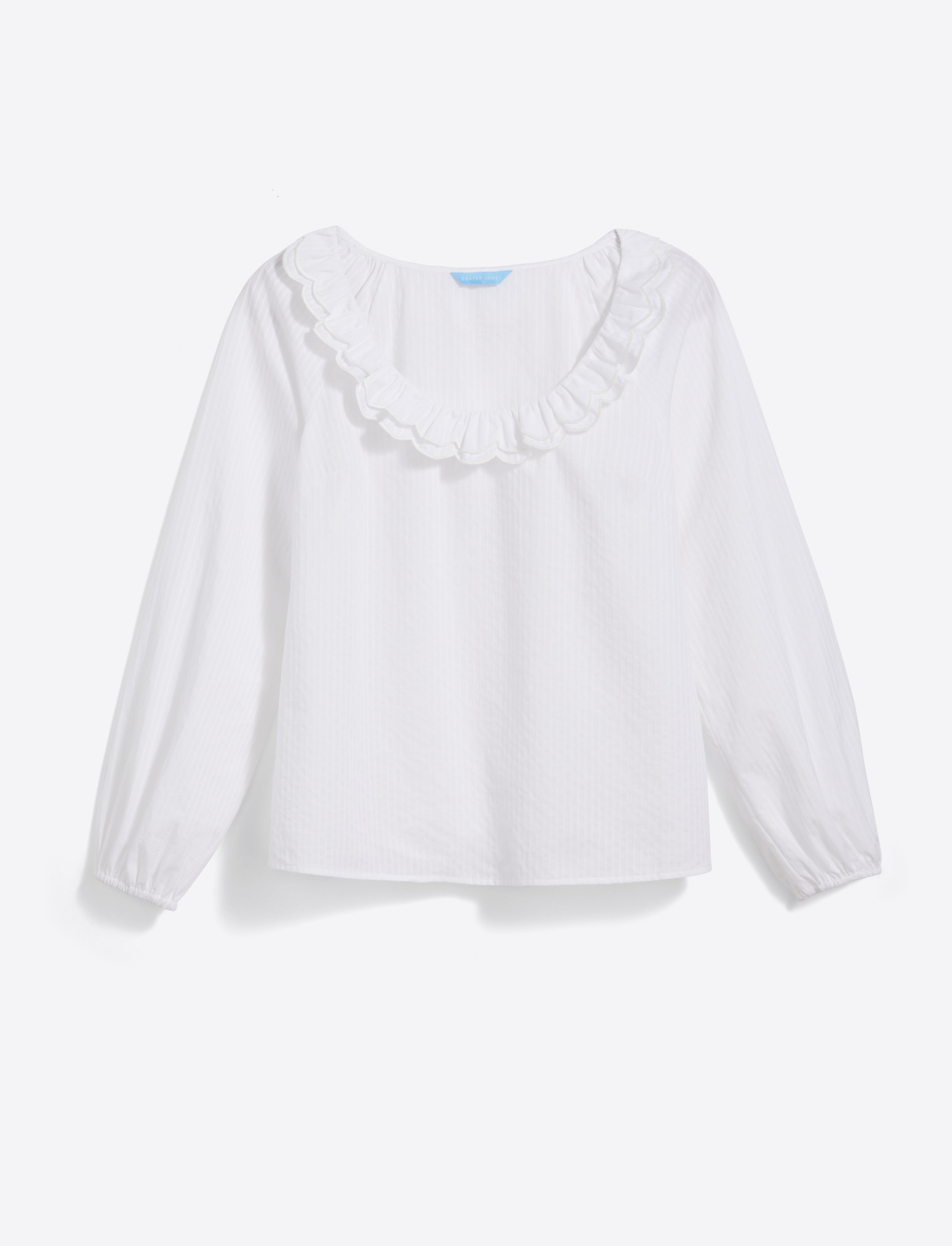 Reyna Long-Sleeve Top in Textured Shirting Stripe