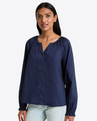Alexandra Top in Navy Dobby Stripe