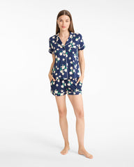 Sara Pajama Set in Navy Magnolia