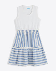 Arden Mixed Media Shirtdress in Wave Stripe