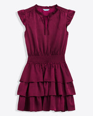 Alana Tiered Dress in Hammered Satin