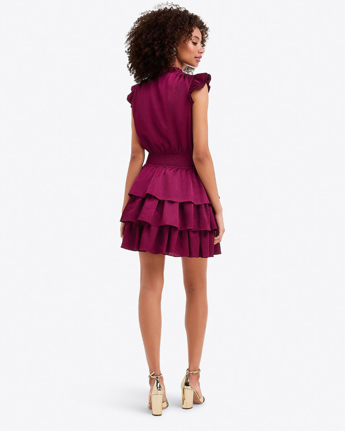 Alana Tiered Dress in Hammered Satin
