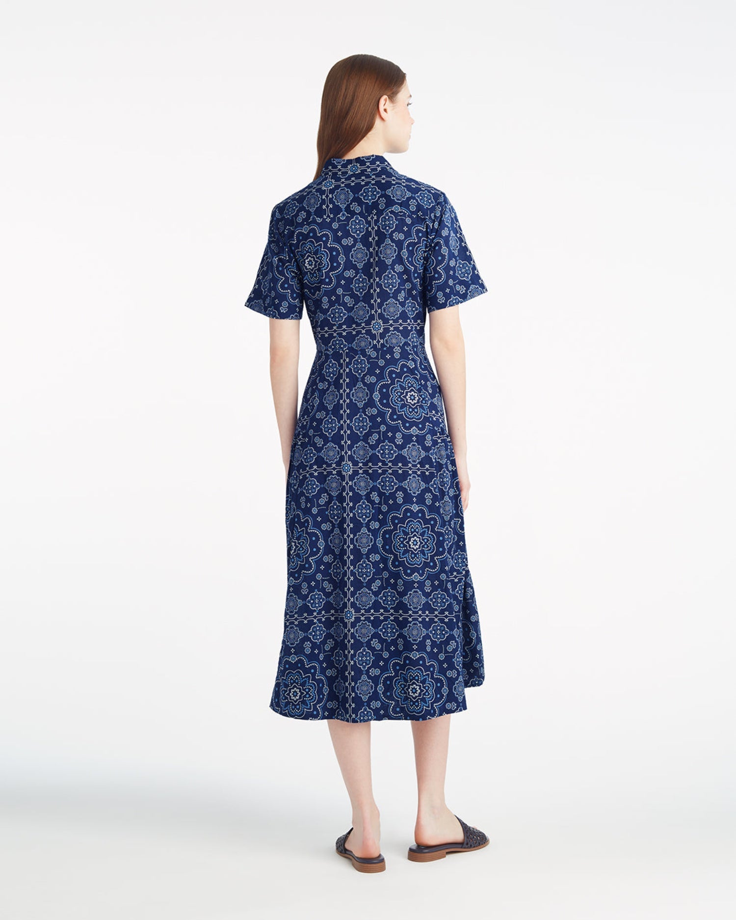 Riley Midi Shirtdress in Bandana Blue