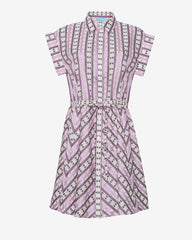 Phoebe Mini Shirtdress in Dotted Stripes Jacquard