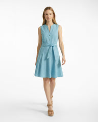 Avery Sleeveless Dress in Seersucker Stripe