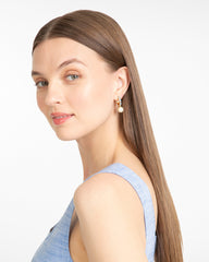 Enamel Pearl Hoop Earrings