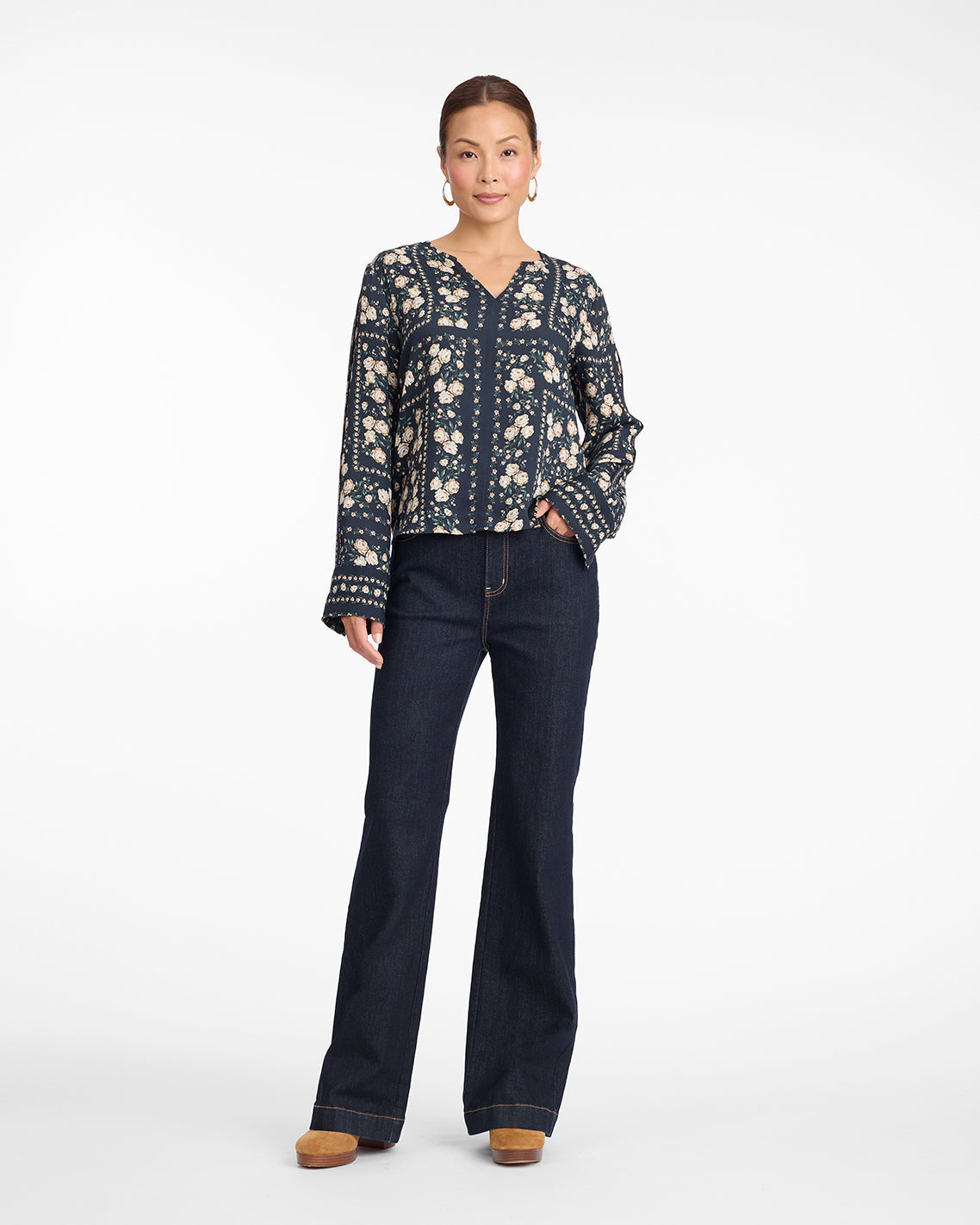 Long-Sleeve Top in Wallpaper Floral