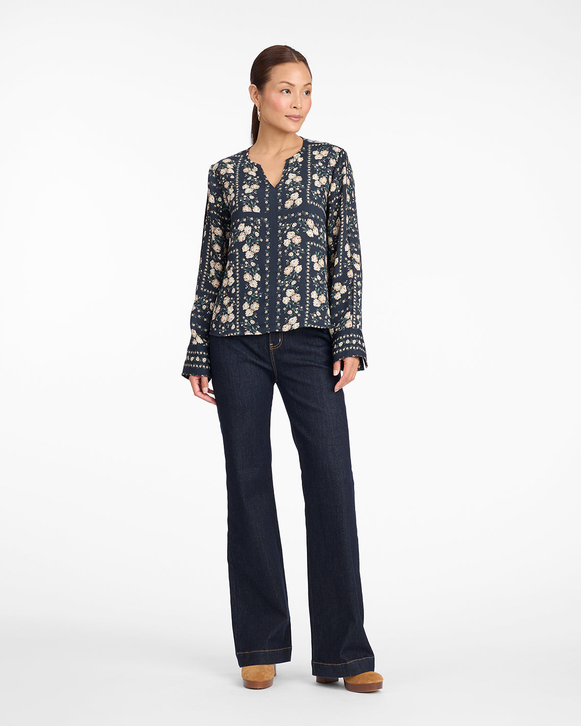 Long-Sleeve Top in Wallpaper Floral