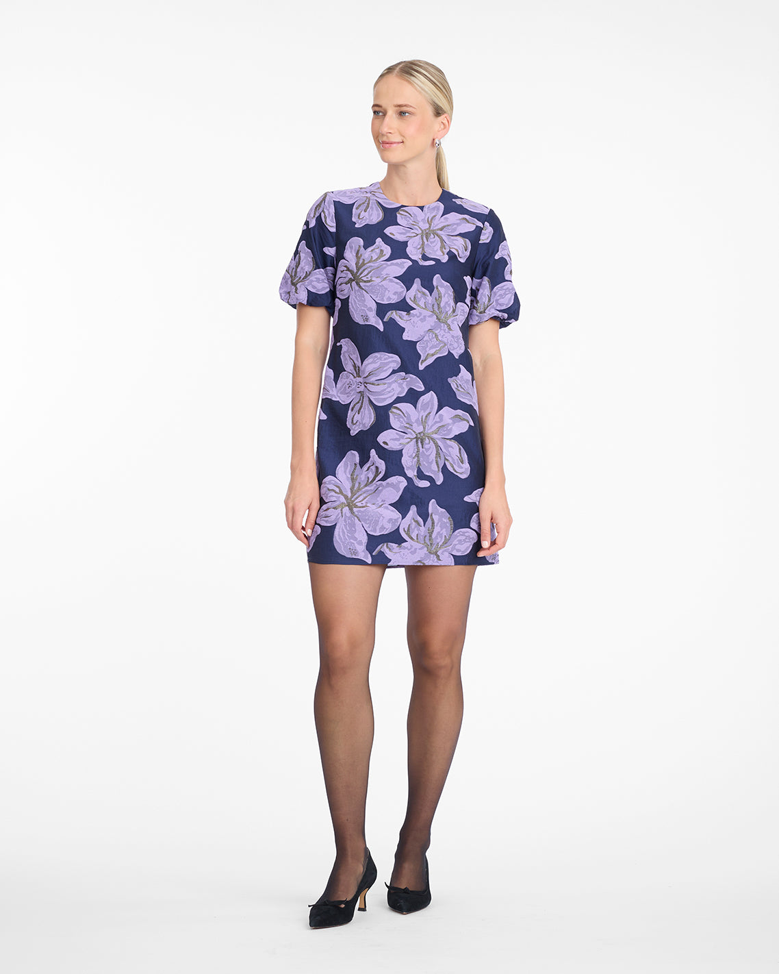Lucinda Puff Sleeve Dress in Jacquard