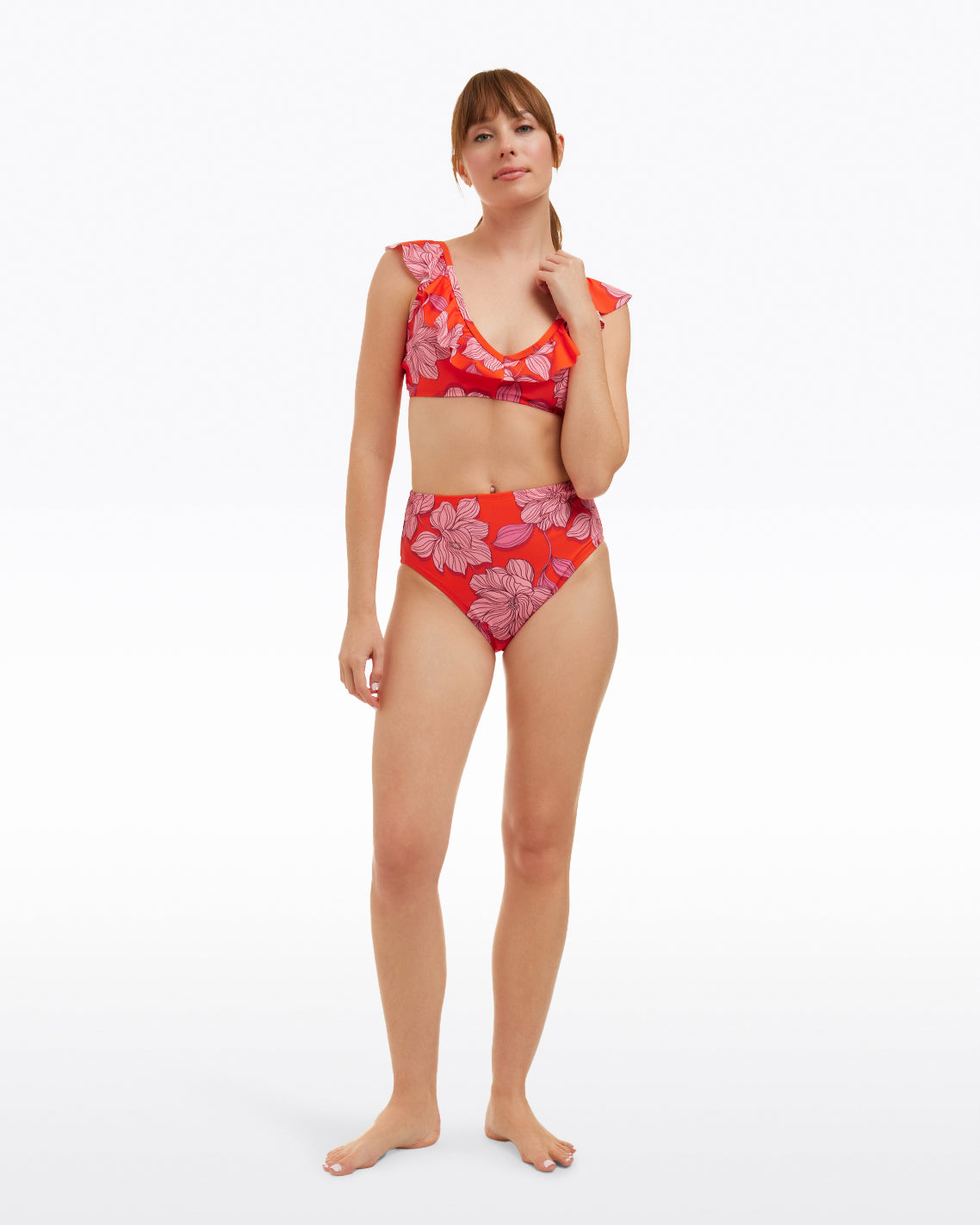 Red Magnolia Ruffle Bralette