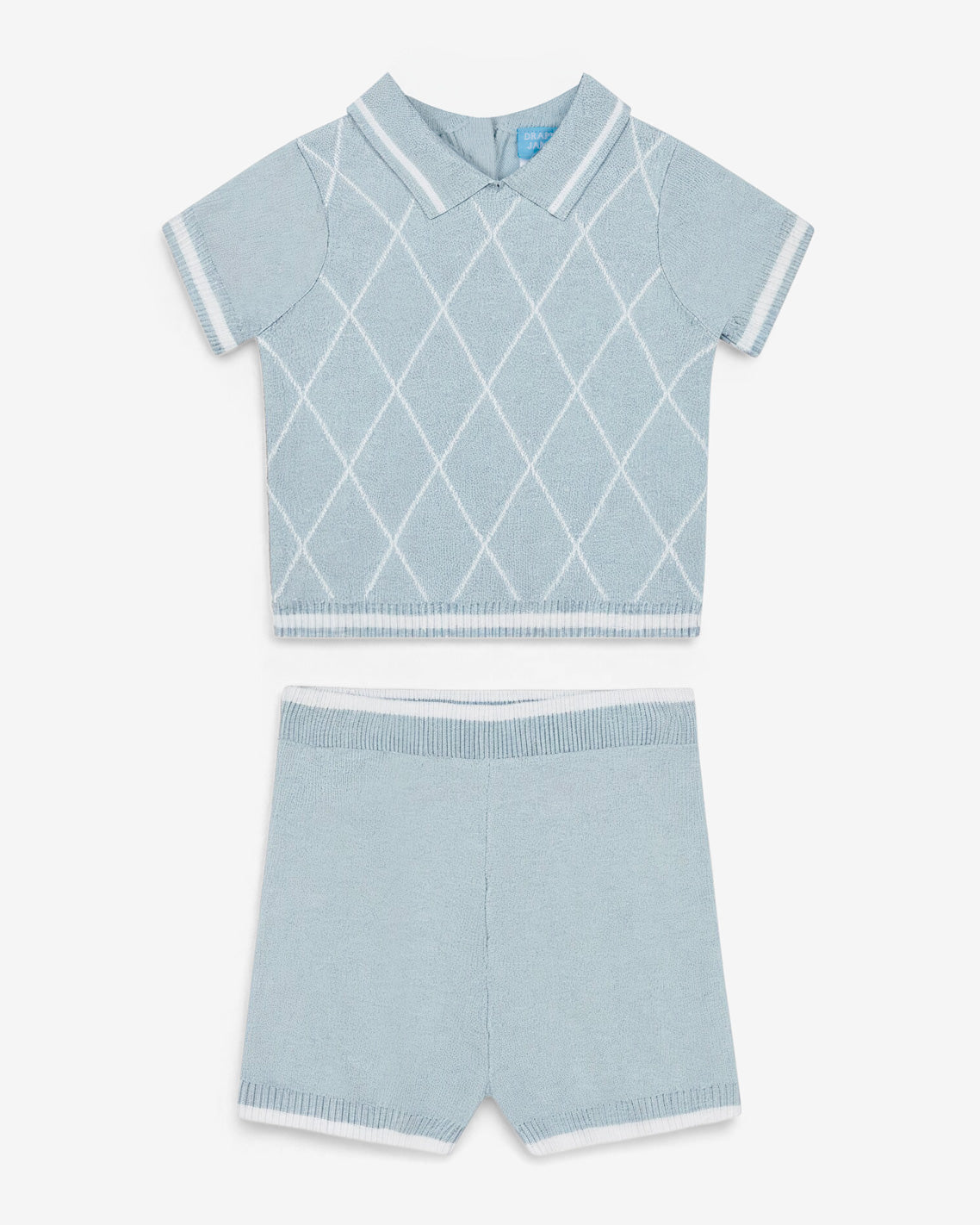 Argyle Polo Sweater Short Set in Blue