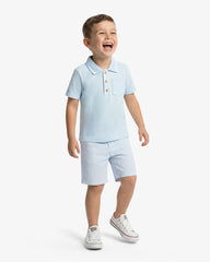 Polo Seersucker Short Set in Blue